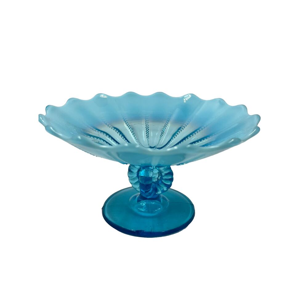 Northwoods Antique, Blue Glass Opalescent Compote